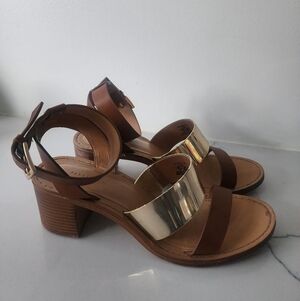 Zara Brown and Gold Women's Sandals